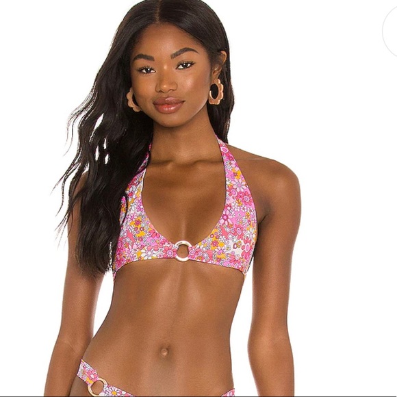 Frankies Hot Pink and Orange Floral Bikini Top - Picture 5 of 5